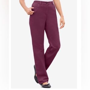 Back-Elastic Waist Perfect Jean Deep Claret Color Size 36W Tall